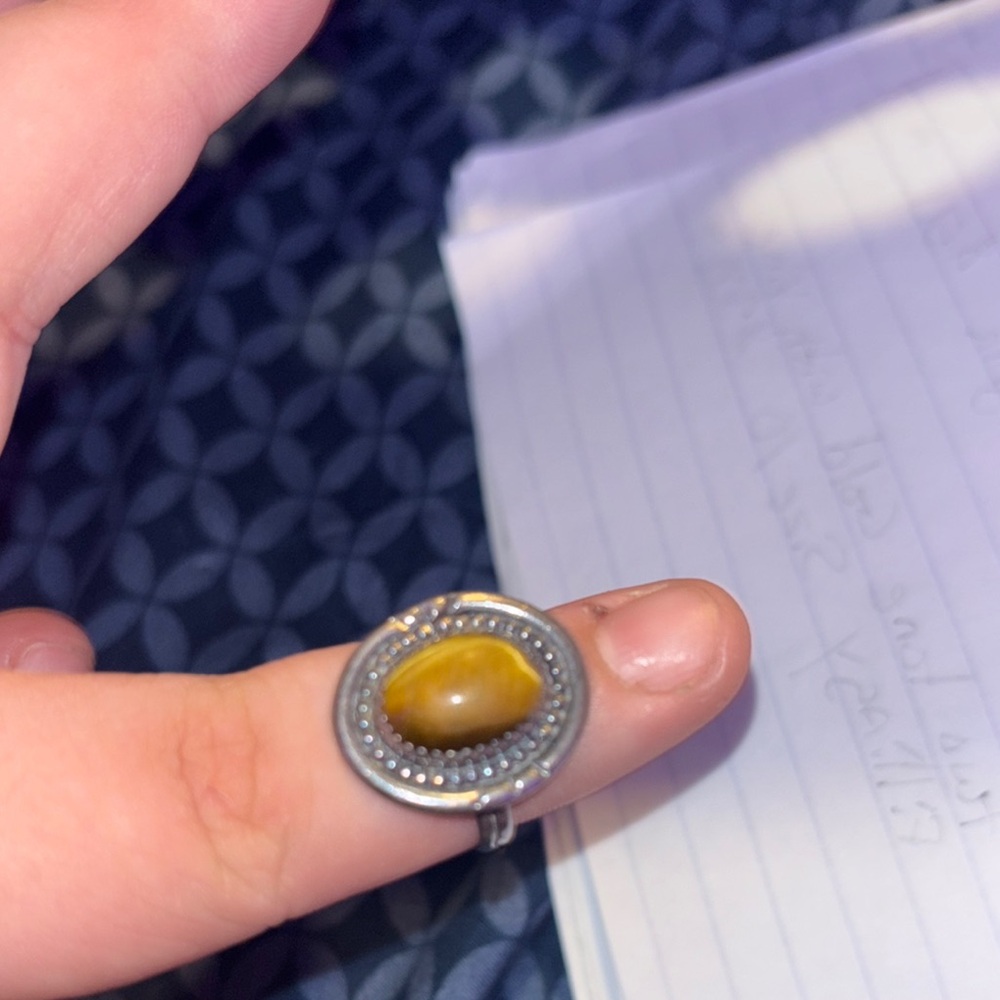 Silver Ring with Yellow Stone